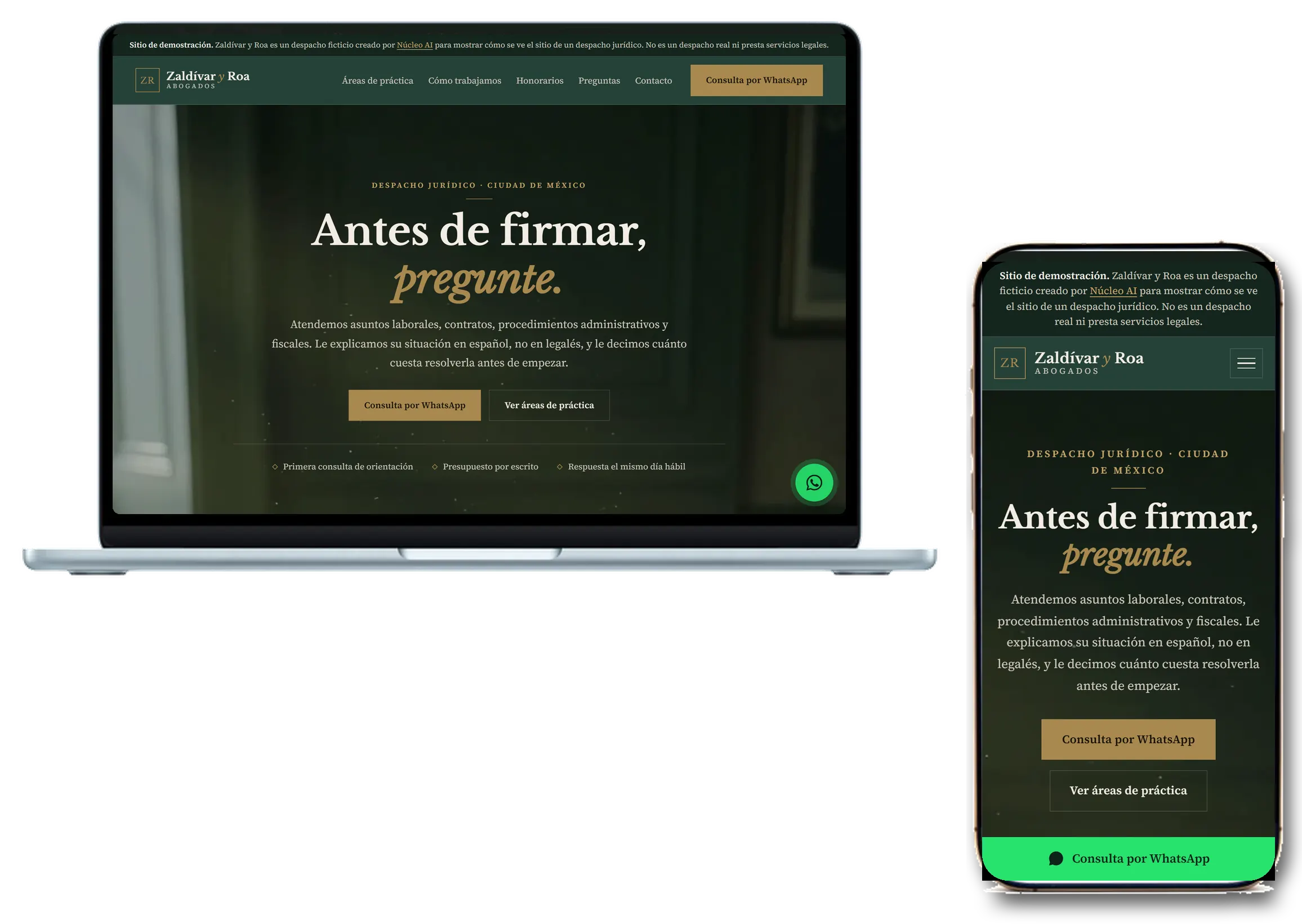 Sitio de Zaldívar y Roa hecho por Usanúcleo